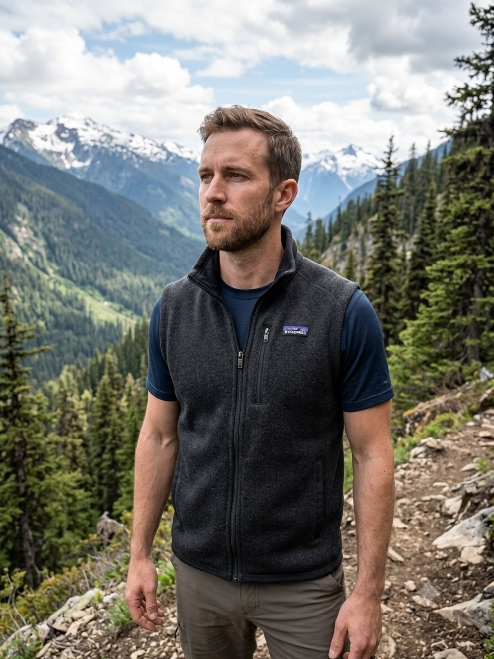 Patagonia Worn Wear Charcoal Grey Ful Zip Vest - Men's Large